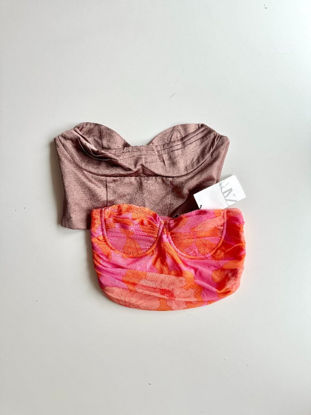 Lot of 2 ZARA Size M Cropped Strapless Bustier Tube Tops